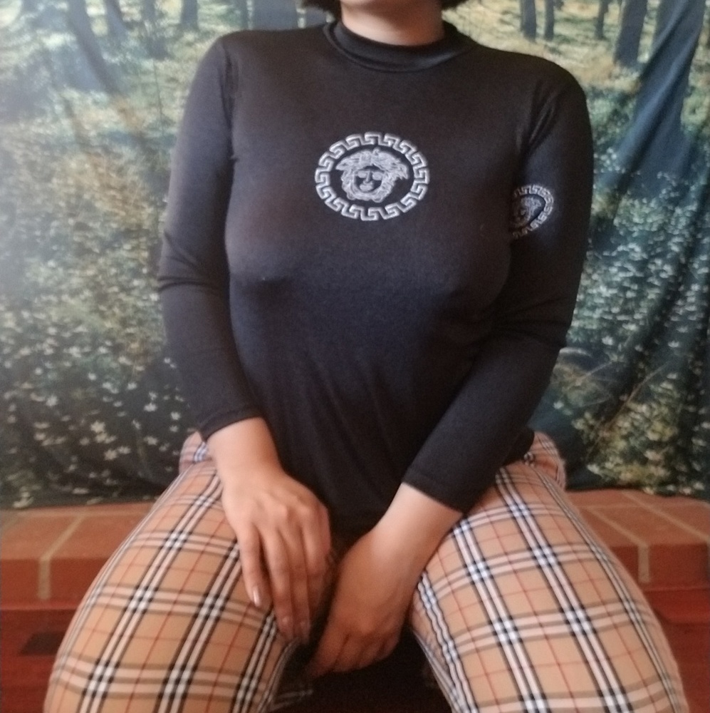 Versace black mock neck longsleeve